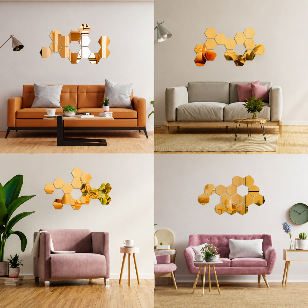 Acrylic Hexagon Mirror Wall Decor Stickers