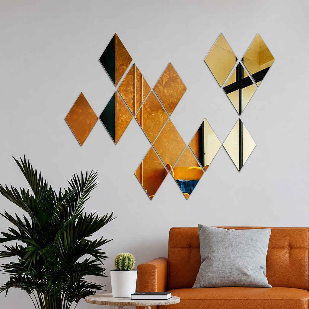 Acrylic Rhombus Mirror Wall Decor Stickers