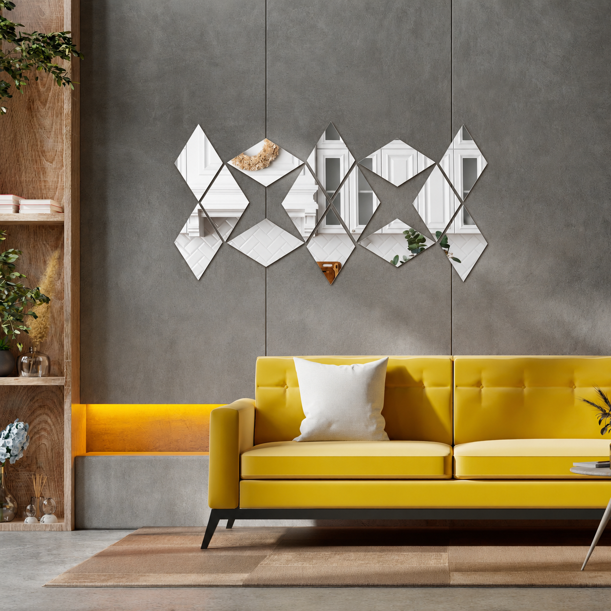 Acrylic Rhombus Mirror Wall Decor Stickers