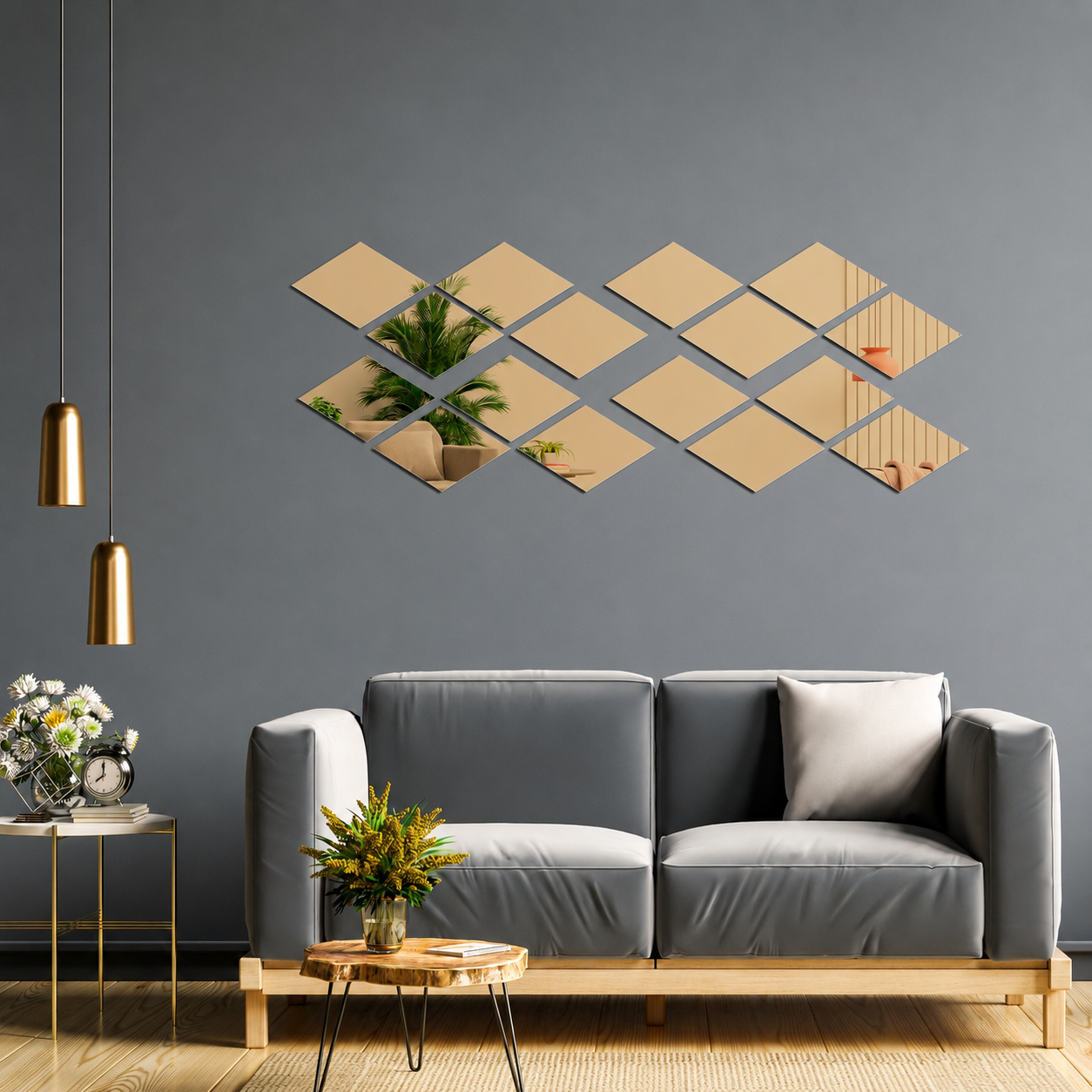Acrylic Rhombus Mirror Wall Decor Stickers