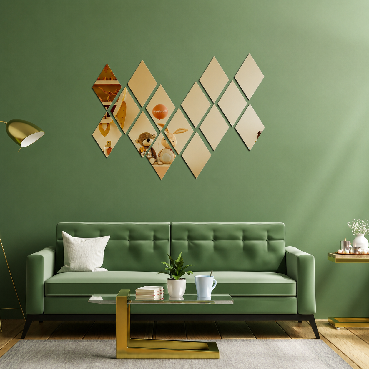 Acrylic Rhombus Mirror Wall Decor Stickers