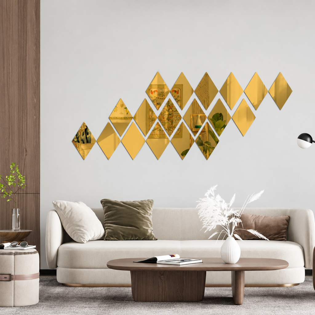 Acrylic Rhombus Mirror Wall Decor Stickers