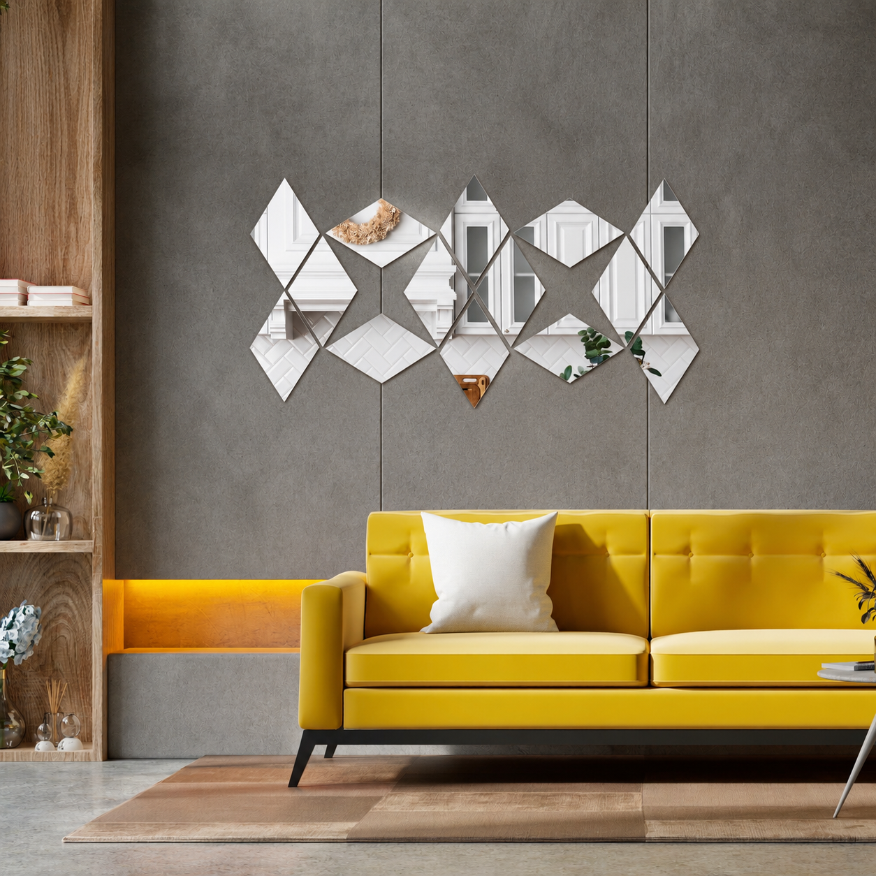 Acrylic Rhombus Mirror Wall Decor Stickers