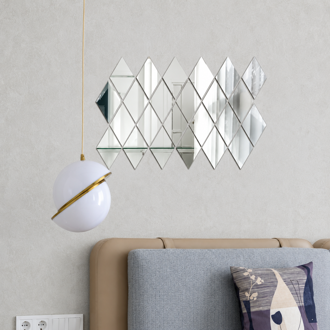 Acrylic Rhombus Mirror Wall Decor Stickers