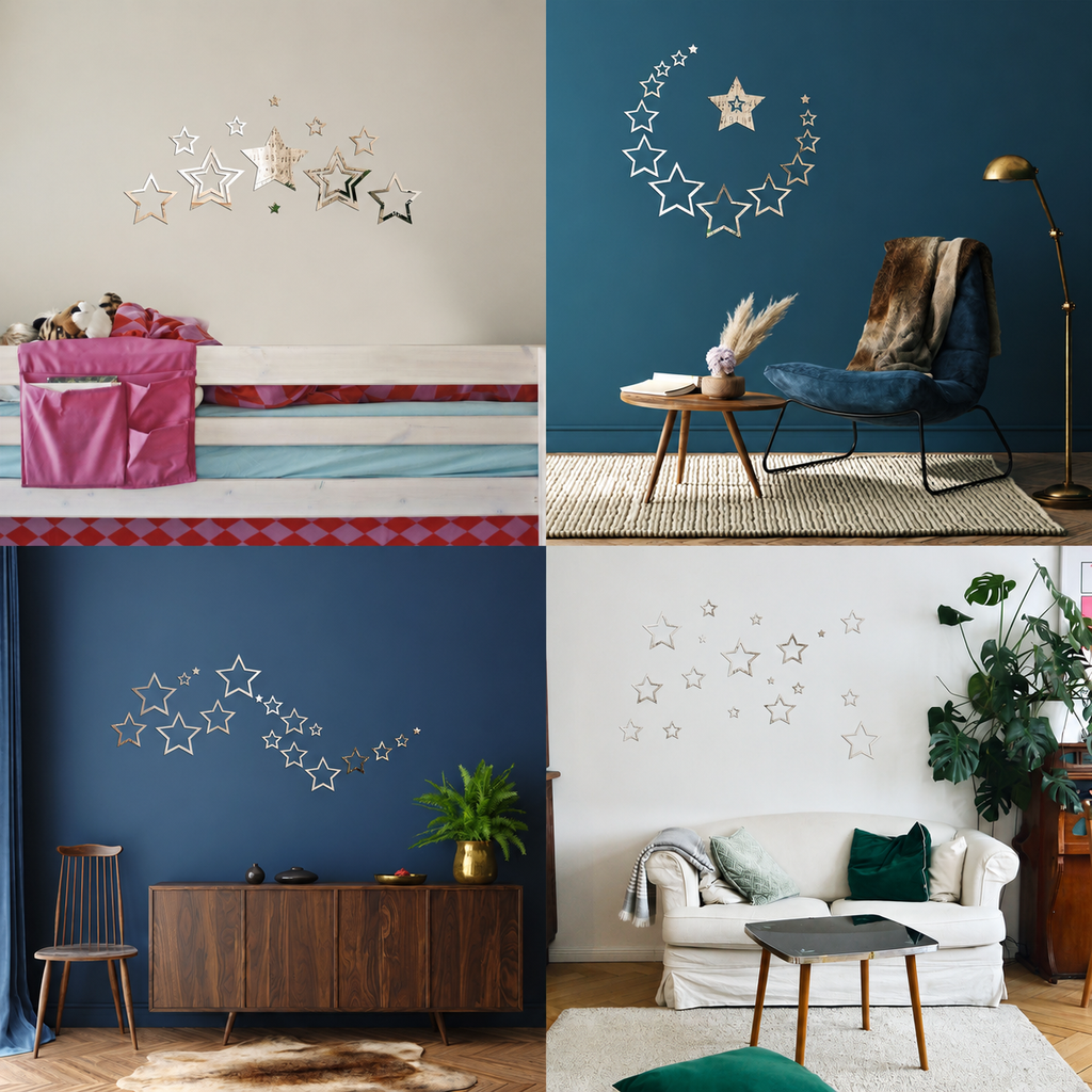 Acrylic Star Rings Mirror Wall Decor Stickers