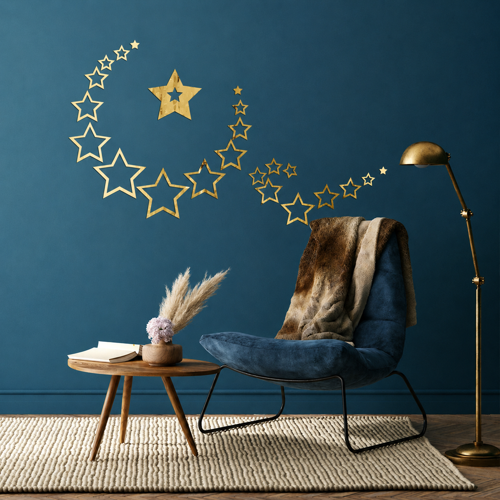 Acrylic Star Rings Mirror Wall Decor Stickers