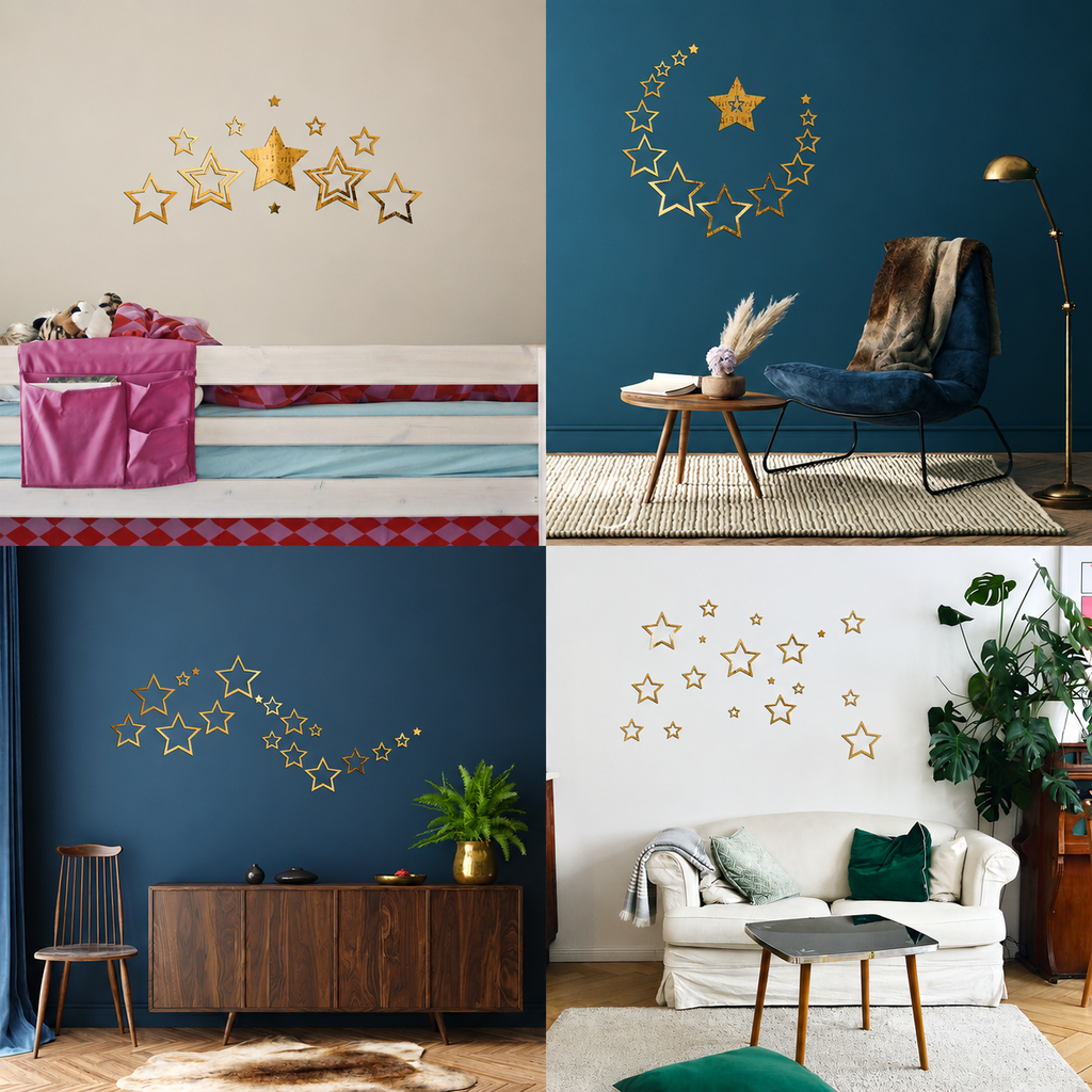 Acrylic Star Rings Mirror Wall Decor Stickers