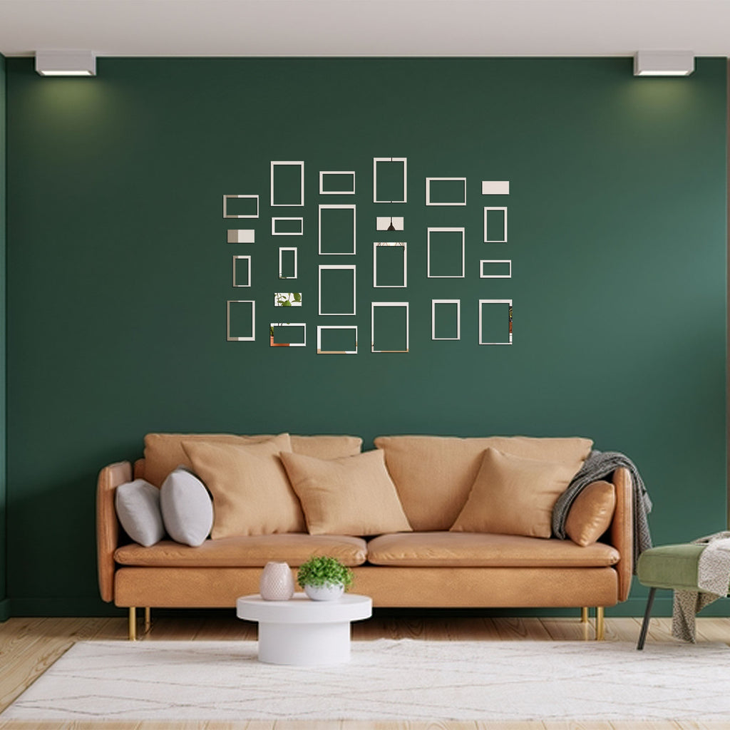 Acrylic Rectangle Rings Mirror Wall Decor Stickers