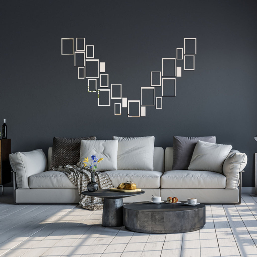 Acrylic Rectangle Rings Mirror Wall Decor Stickers