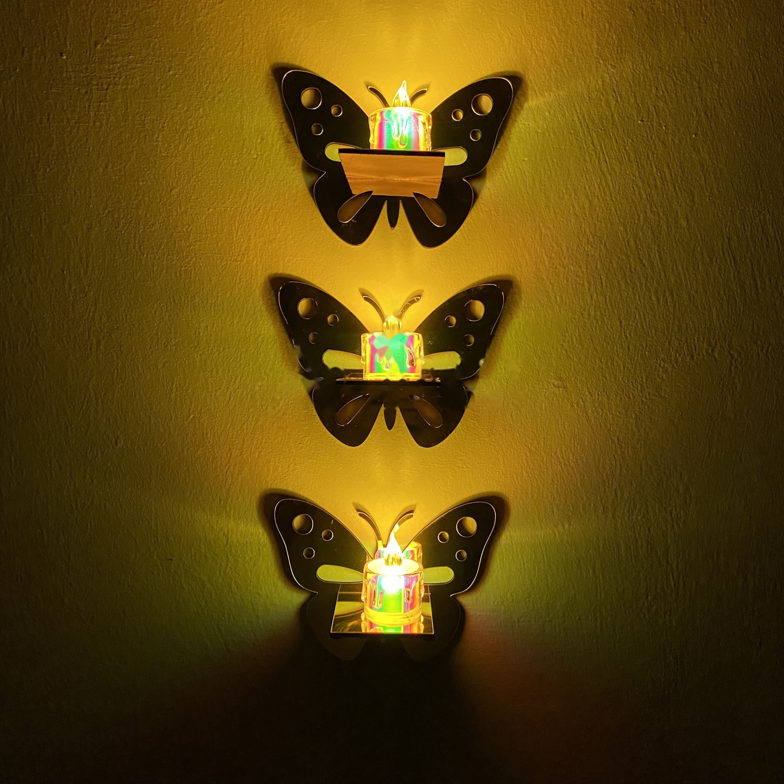 3 Butterfly Wall Shelves with 3 FREE Artificial LED Candles