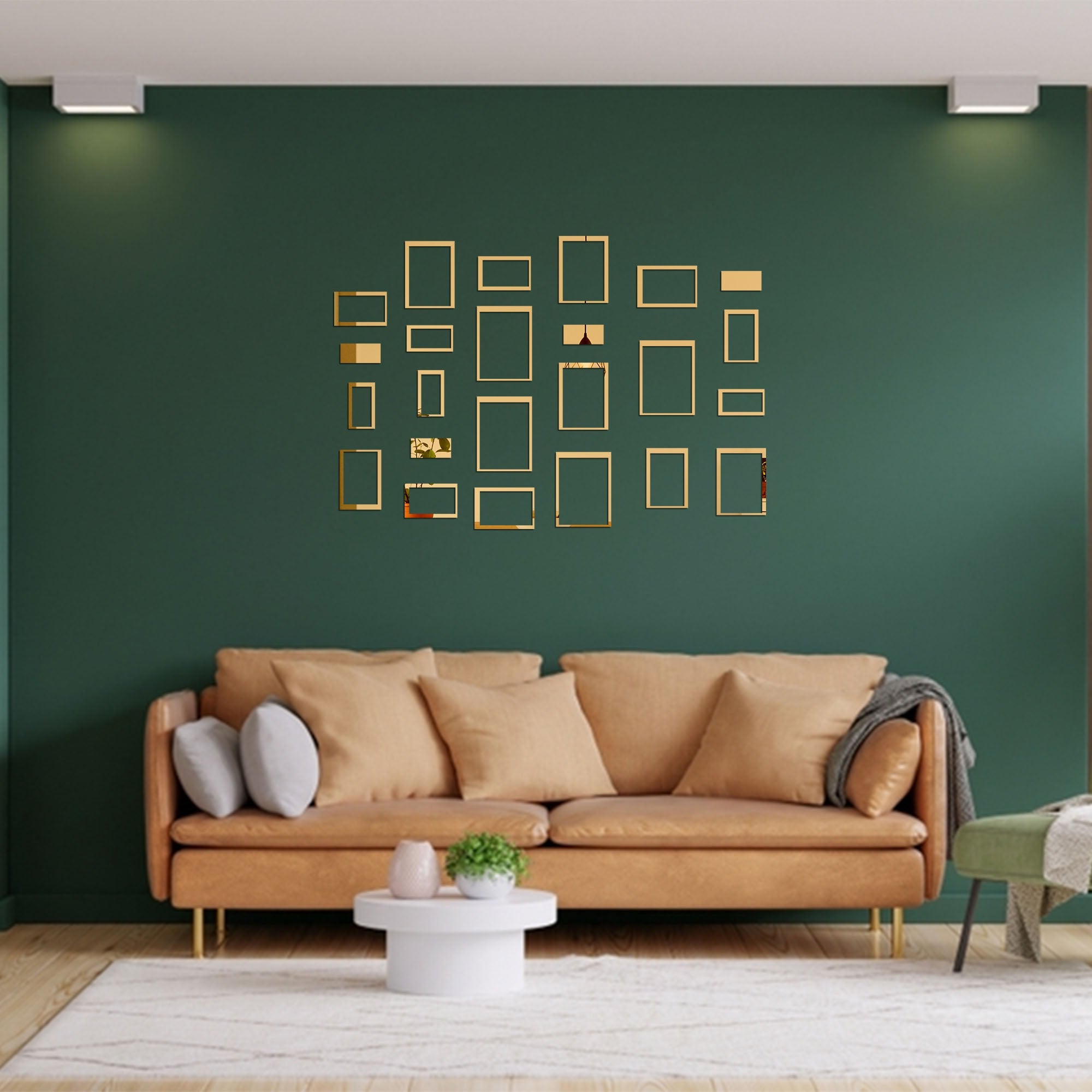 Acrylic Rectangle Rings Mirror Wall Decor Stickers